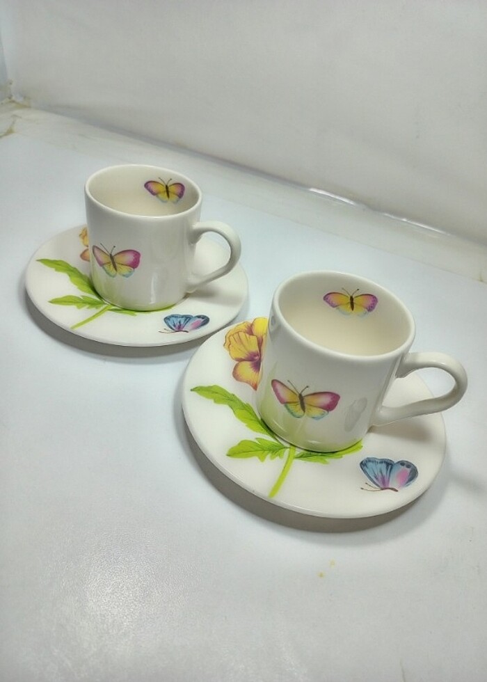 Vintage art porselen fincan takımı 2'li - Görsel 2