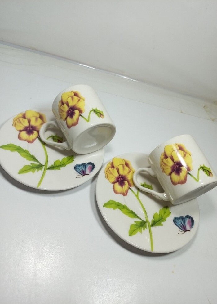 Vintage art porselen fincan takımı 2'li - Görsel 5