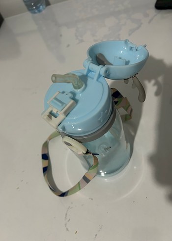 Mavi Çocuk Termos Matara Boynuzlu Kapaklı - Görsel 2