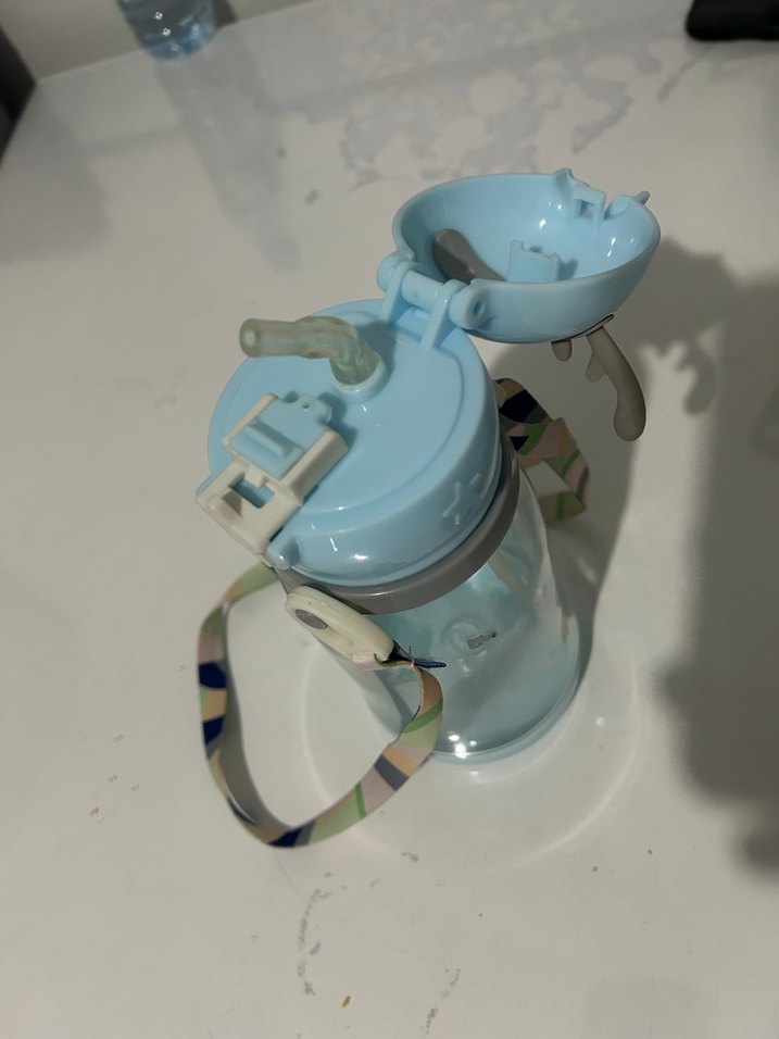 Mavi Çocuk Termos Matara Boynuzlu Kapaklı - Görsel 2