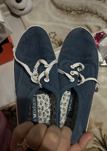 Defacto Kadin Kot Sneakers Bagcikli Gri Mavi