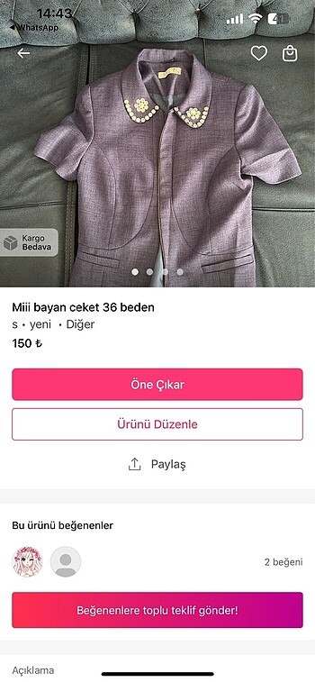 xs Beden Mi yazlık ceket