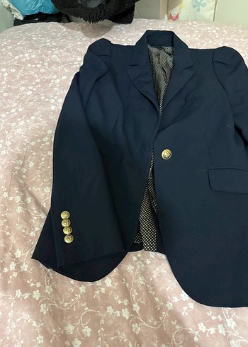 Düğmeli Lacivert Midi Kadın Ceket - Görsel 4