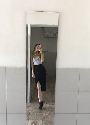 s Beden Siyah triko etek