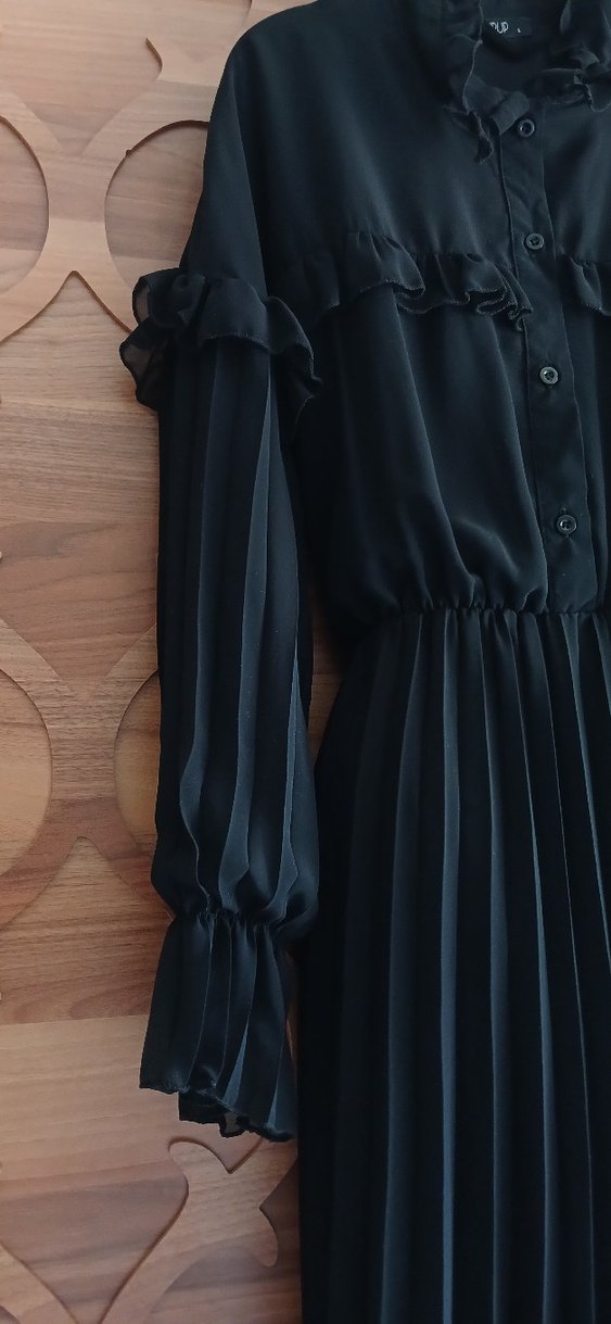 Diger Siyah Uzun Piliseli Kadın Elbise - Görsel 2