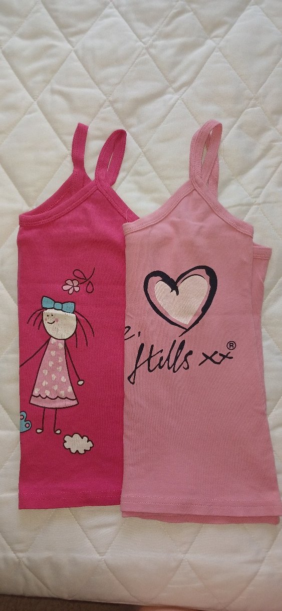 Kız Çocuk İki Renkli Baskılı Askılı Atlet - Görsel 2