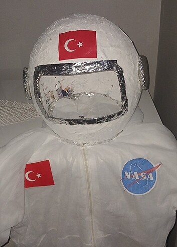 5 Yaş Beden beyaz Renk Astronot kostumu