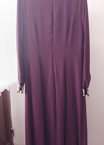 Drapeli Uzun Kollu Bordo Kadın Elbise - Görsel 4