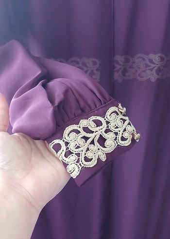 Drapeli Uzun Kollu Bordo Kadın Elbise - Görsel 3