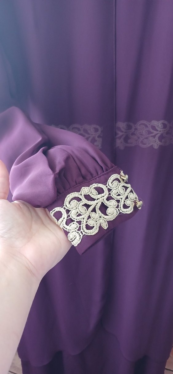 Drapeli Uzun Kollu Bordo Kadın Elbise - Görsel 3