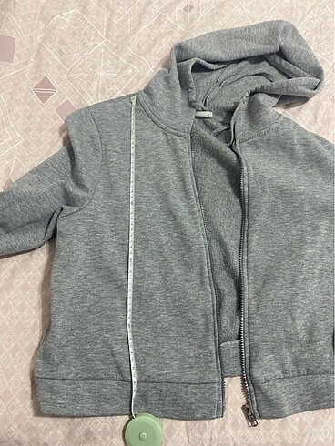 gri kapüşonlu fermuarlı sweatshirt