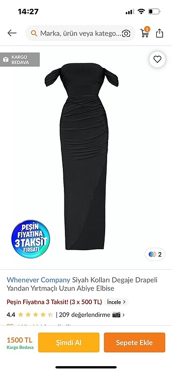 Siyah uzun elbise yırtmaçlı