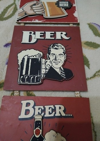 Beden Kırmızı Vintage Bira Temalı Erkek Rozetleri