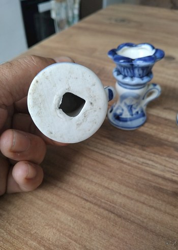  Beden mavi Renk Mavi Çiçek Desenli porselen Mumluk Seti
