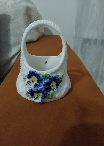 porseln Beyaz Çiçekli Vintage El Çantası