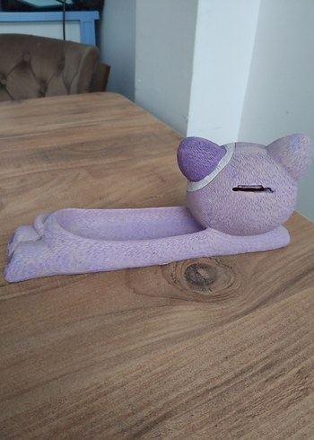 Mor Kedi Şeklinde Dekoratif kumbara - Görsel 2