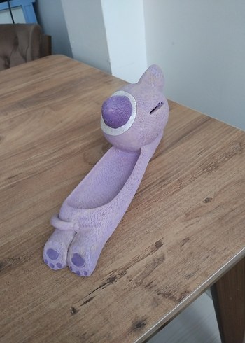 Mor Kedi Şeklinde Dekoratif kumbara - Görsel 7