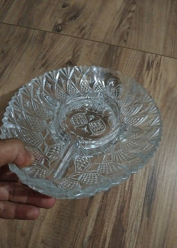 Vintage Şeffaf Cam Tabak kristal cam tabak - Görsel 7