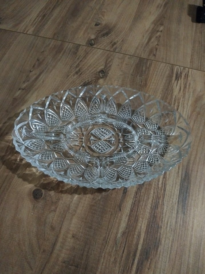 Vintage Şeffaf Cam Tabak kristal cam tabak - Görsel 5