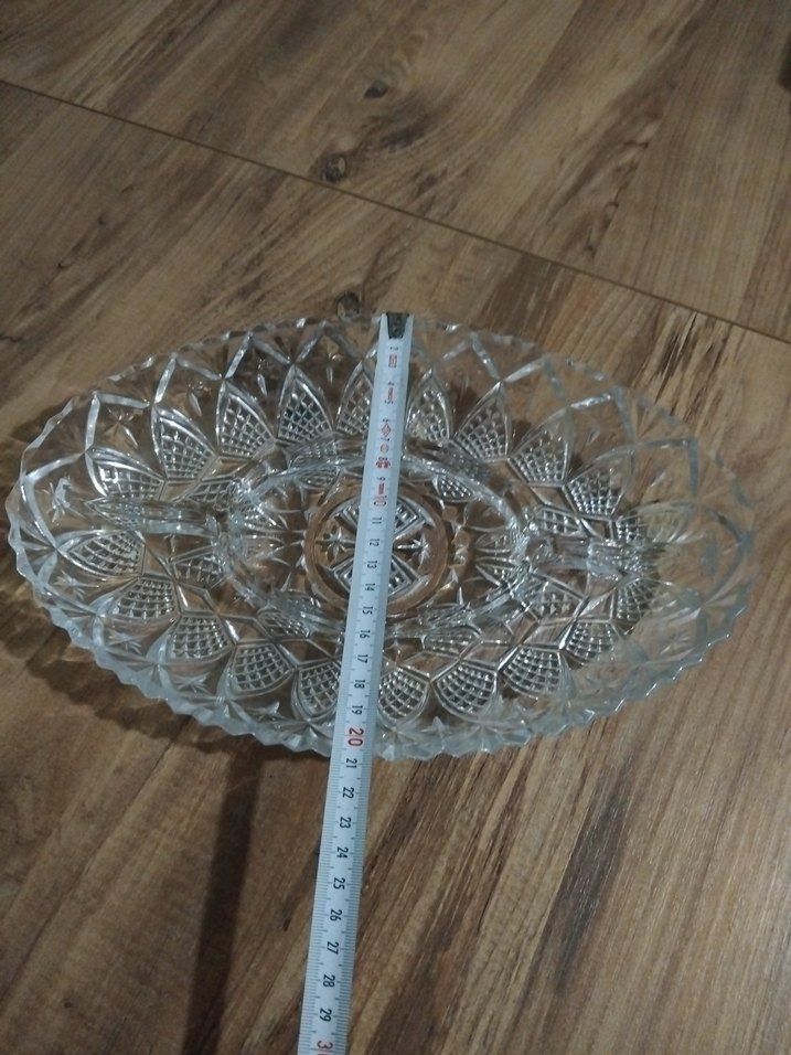 Vintage Şeffaf Cam Tabak kristal cam tabak - Görsel 3