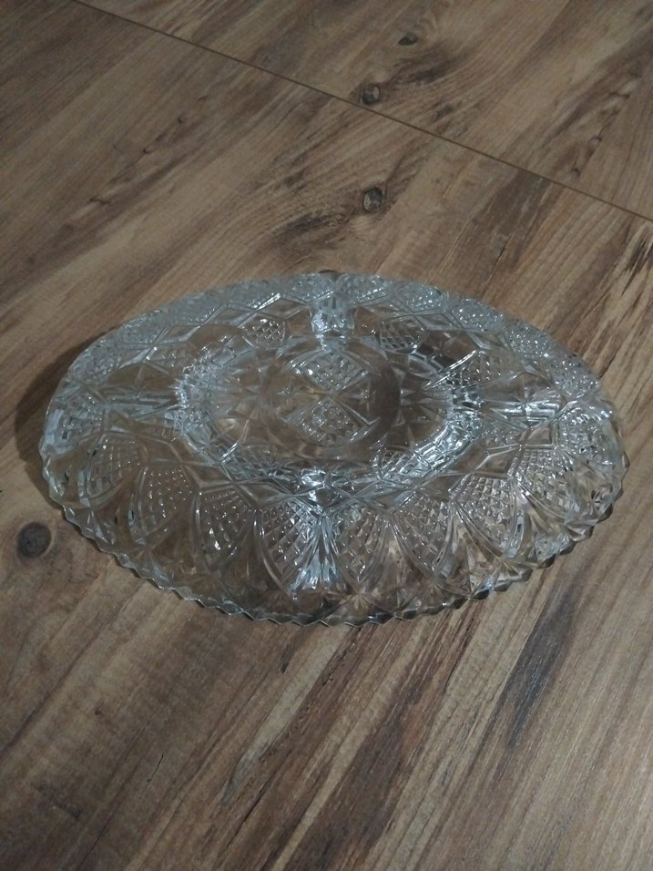 Vintage Şeffaf Cam Tabak kristal cam tabak - Görsel 4