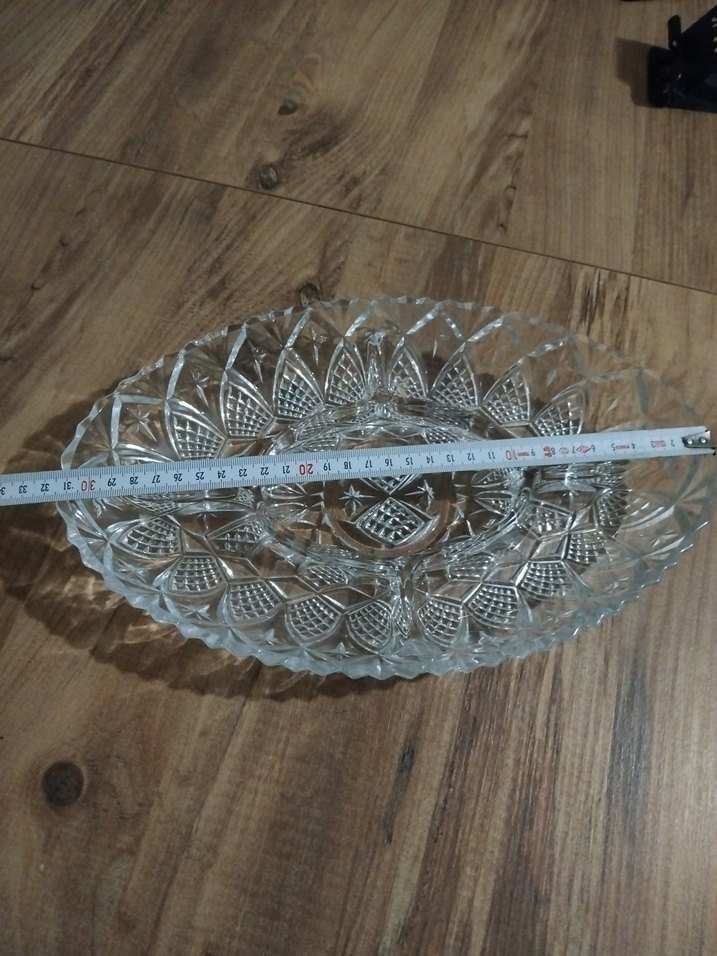 Vintage Şeffaf Cam Tabak kristal cam tabak - Görsel 2