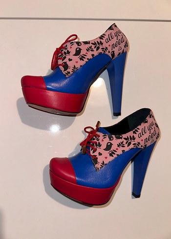 Renkli Platform Topuklu Kadın Ayakkabı - Görsel 2
