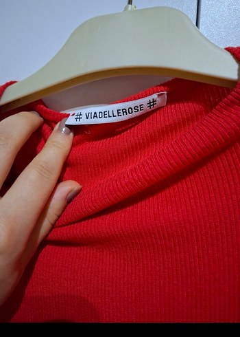 s Beden kırmızı Renk Kırmızı Yüksek Yakalı Kadın Crop Top