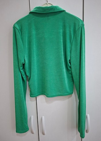 H&M Düğmeli Yeşil Kadın Sweatshırt