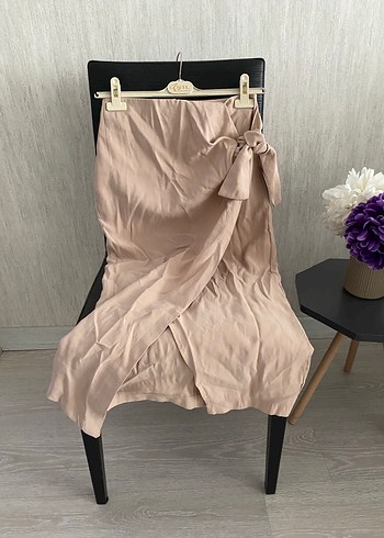 Bej Uzun Keten Hamile Etek - Görsel 8