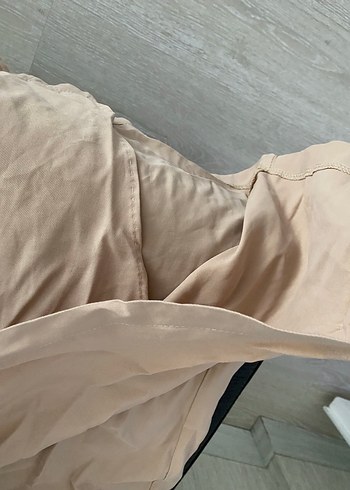 Bej Uzun Keten Hamile Etek - Görsel 7