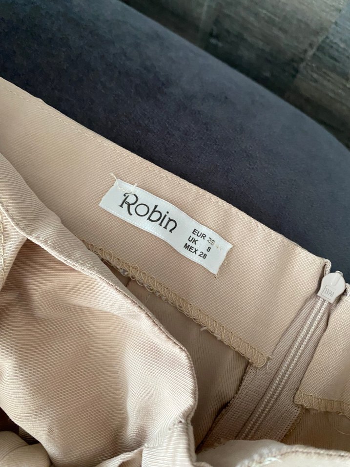 Bej Uzun Keten Hamile Etek - Görsel 4