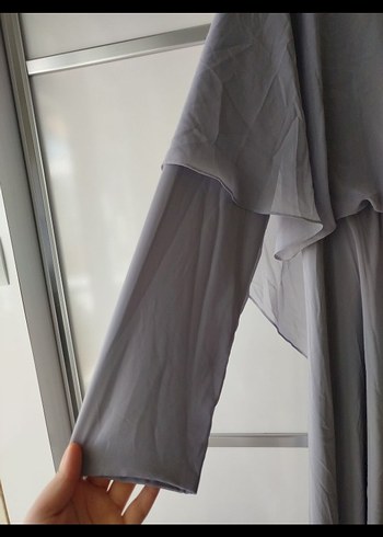 Pelerinli Şifon Özel gün elbisesi - Görsel 4