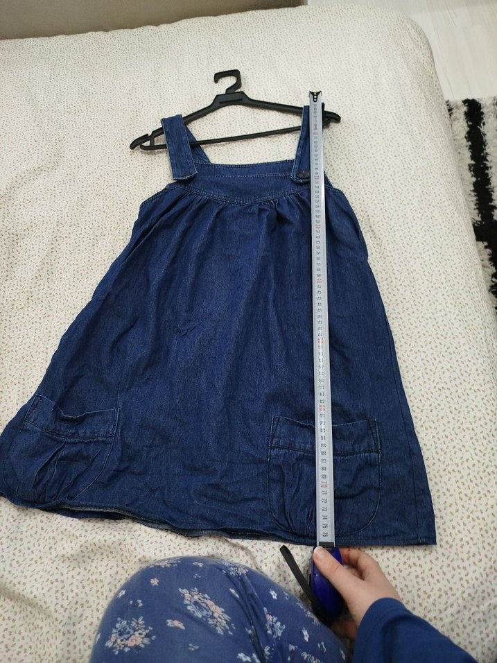 Düğmeli Lacivert Midi Kot Elbise - Görsel 3