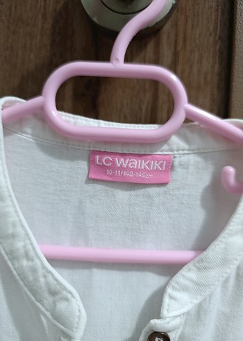 kız çocuk kırık beyaz Pamuklu V Yaka Gömlek 10/11 yaş. - Görsel 3