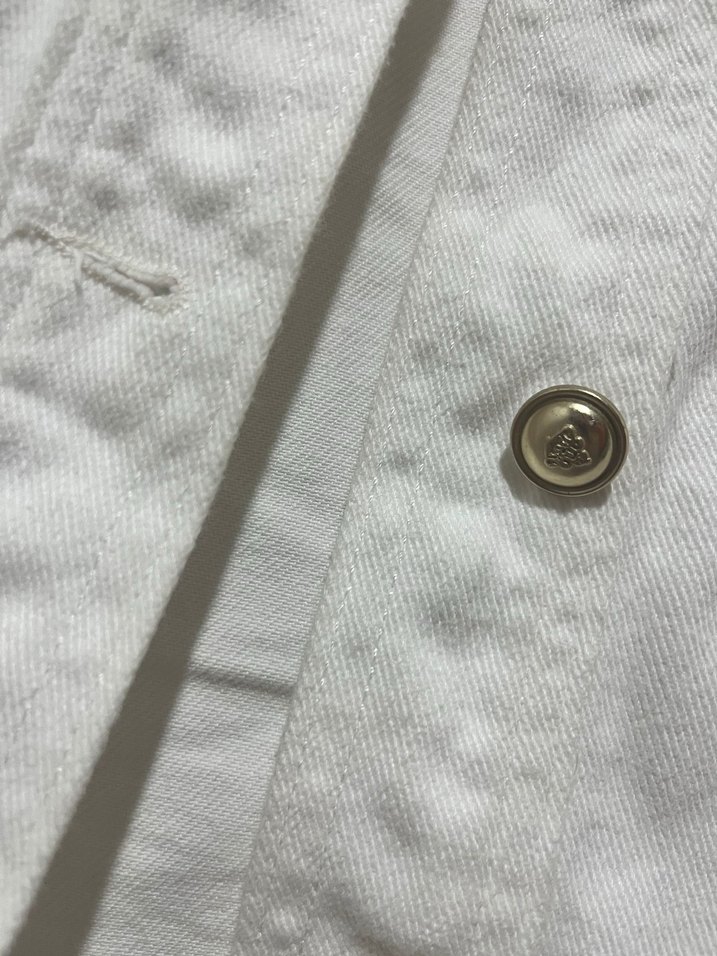 Kadın Beyaz Düğmeli Denim Ceket - Görsel 3