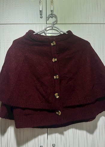 Bordo Düğmeli Kadın Triko Kazak - Görsel 2