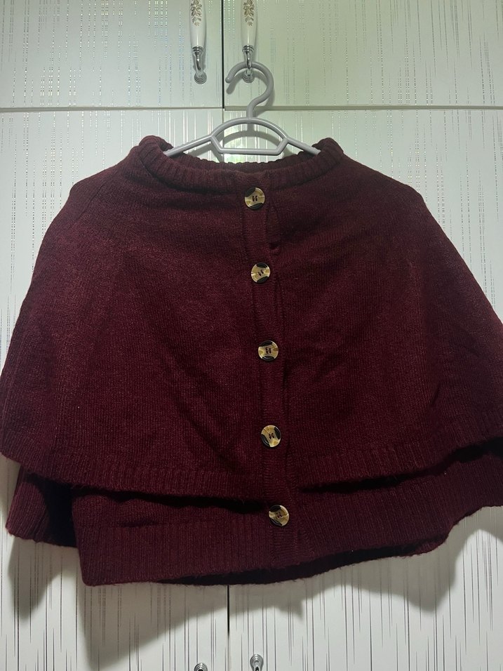 Bordo Düğmeli Kadın Triko Kazak - Görsel 2