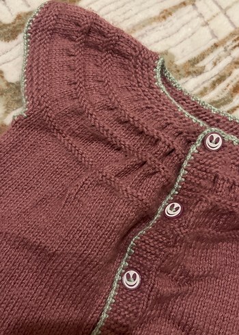 Bordo Örgü Kolsuz Kız Hırka - Görsel 2