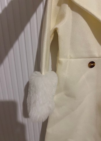 Beyaz Kürklü Midi Kız Çocuk Kaban - Görsel 2