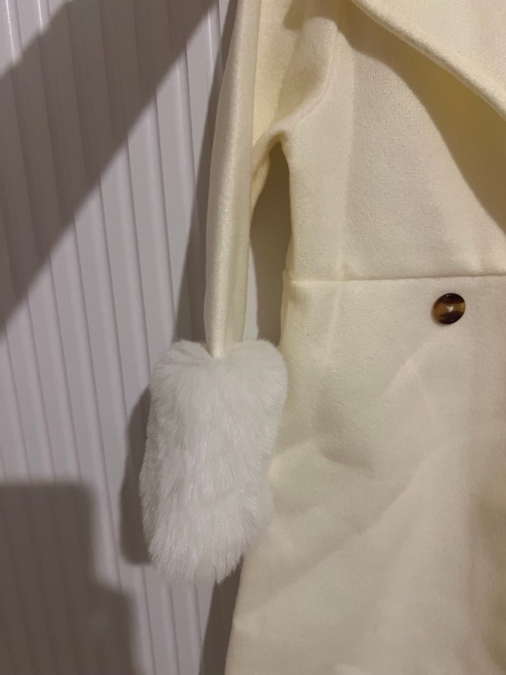 Beyaz Kürklü Midi Kız Çocuk Kaban - Görsel 2