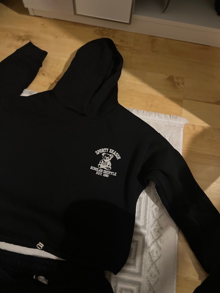 Siyah Kadın Rahat Kesim Eşofman takımı - Görsel 2