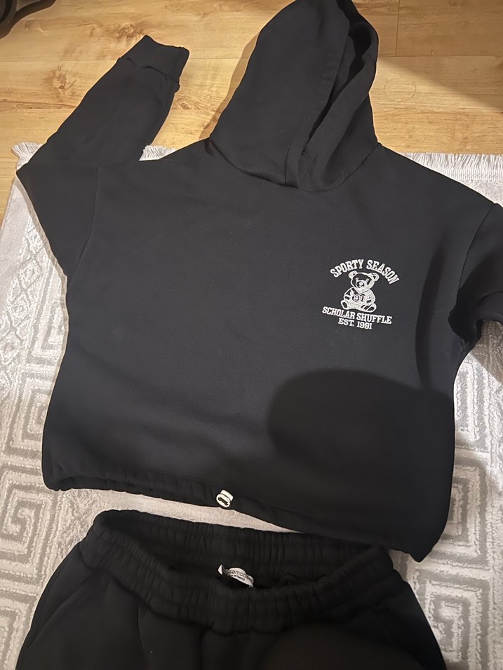 Siyah Kadın Rahat Kesim Eşofman takımı - Görsel 5