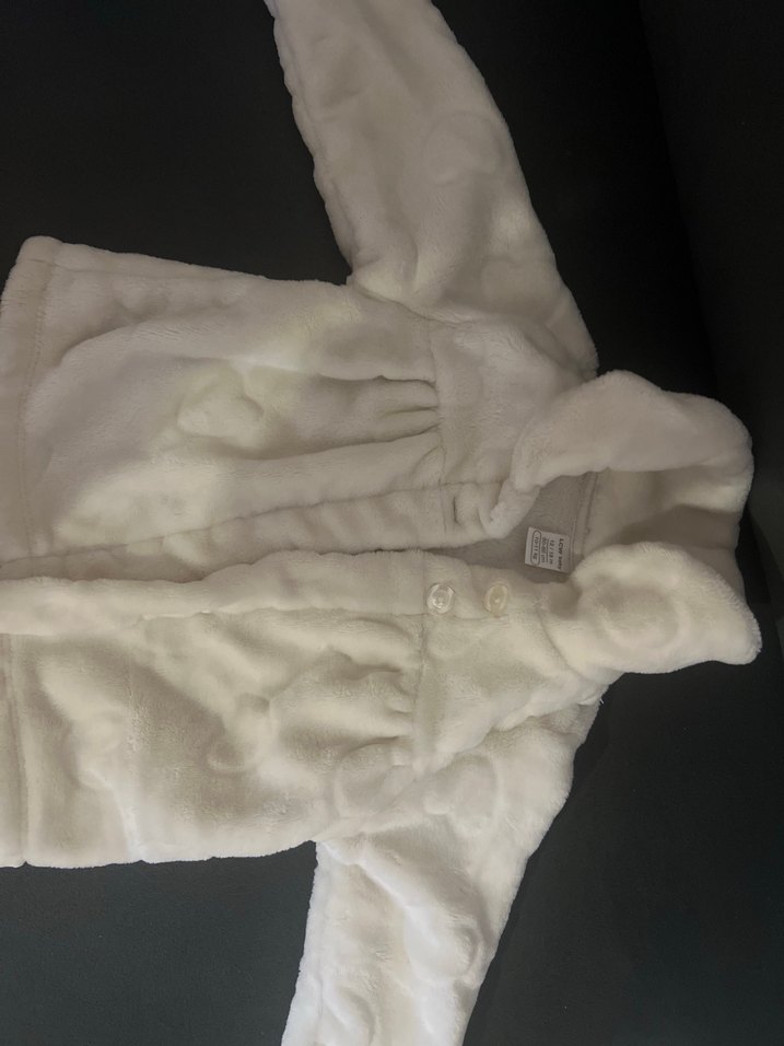 Kız Çocuk Beyaz Peluş  Mont - Görsel 3