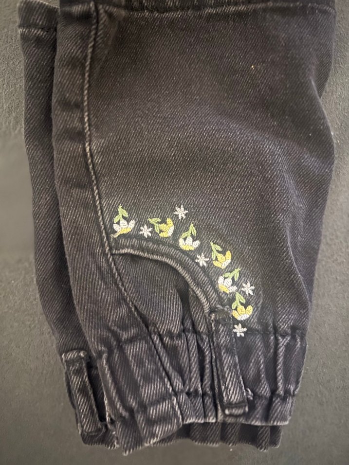 Nakışlı Siyah Kız Çocuk Kot Etek - Görsel 5