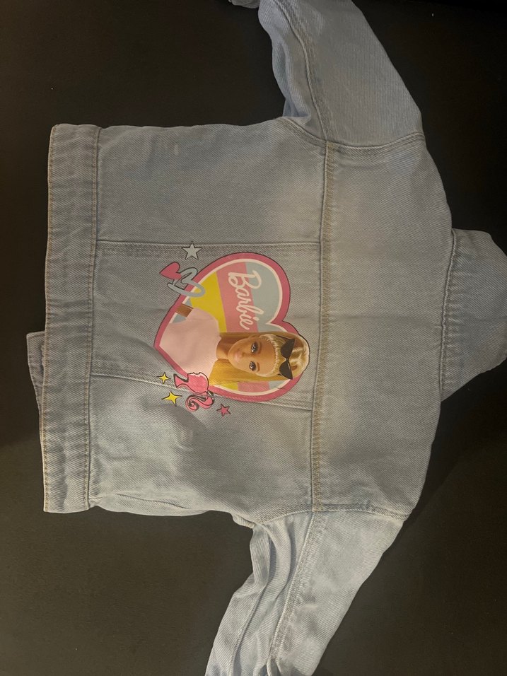 Kız Çocuk Gri Denim Ceket Nakışlı - Görsel 4