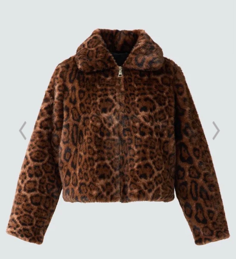 Jımm key Leopar Desenli Kahverengi Midi Peluş Ceket - Görsel 5