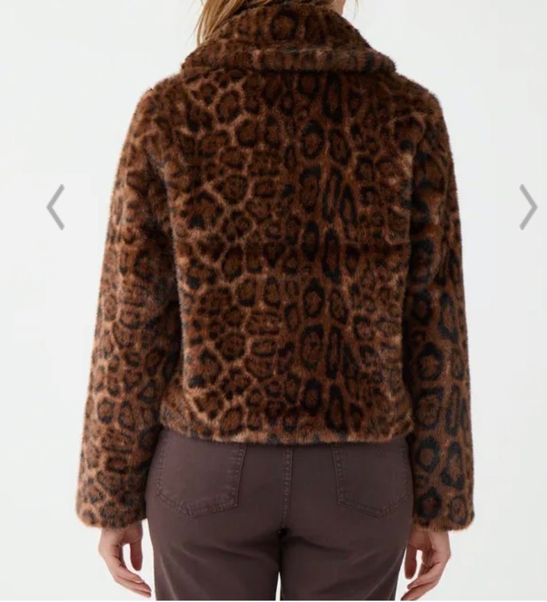 Jımm key Leopar Desenli Kahverengi Midi Peluş Ceket - Görsel 4