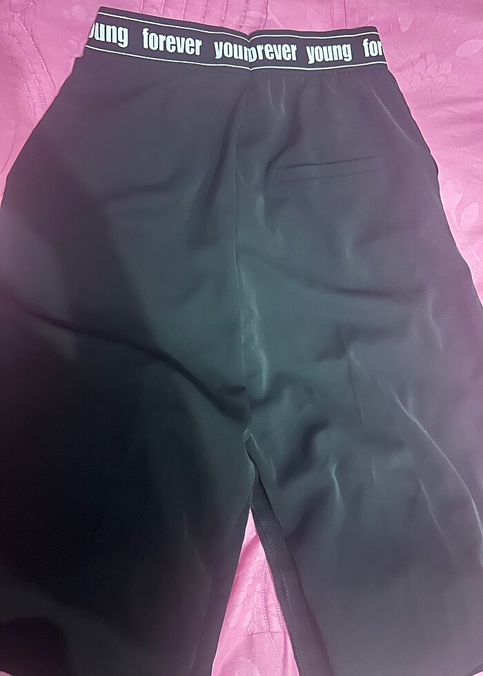 Siyah parlak kumaş pantolon - Görsel 5