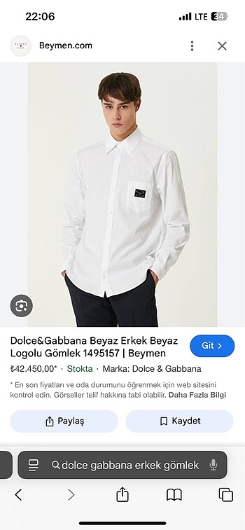 Dolce gabanna erkek gömlek
